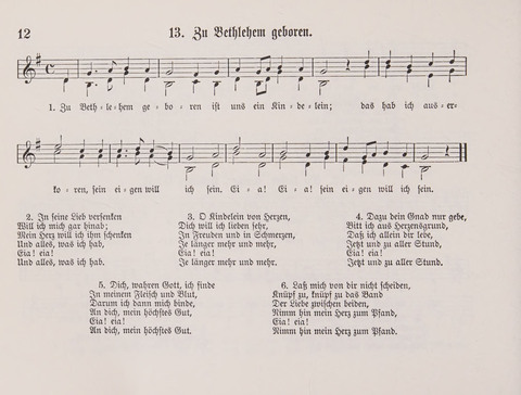 Lieder-Perlen: Eine Sammlung von Liedern geistlichen und gemischten Inhalts, theils in deutscher, theils in englischer Sprache, nebt einer Anzahl Spiellieder, ein-, zwei- und dreistimmig (mit Anhang) page 12