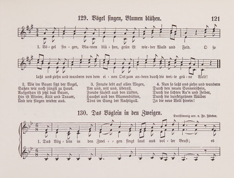 Lieder-Perlen: Eine Sammlung von Liedern geistlichen und gemischten Inhalts, theils in deutscher, theils in englischer Sprache, nebt einer Anzahl Spiellieder, ein-, zwei- und dreistimmig (mit Anhang) page 121