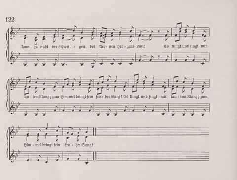 Lieder-Perlen: Eine Sammlung von Liedern geistlichen und gemischten Inhalts, theils in deutscher, theils in englischer Sprache, nebt einer Anzahl Spiellieder, ein-, zwei- und dreistimmig (mit Anhang) page 122