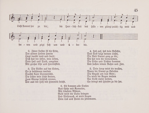 Lieder-Perlen: Eine Sammlung von Liedern geistlichen und gemischten Inhalts, theils in deutscher, theils in englischer Sprache, nebt einer Anzahl Spiellieder, ein-, zwei- und dreistimmig (mit Anhang) page 45