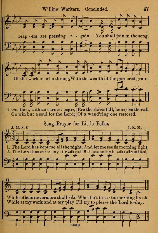 Little Sacred Songs: for Little Singers of the primary department of the Sunday school, and for Kindergartens and the home page 47