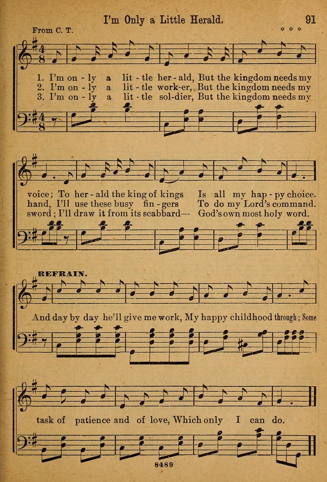 Little Sacred Songs: for Little Singers of the primary department of the Sunday school, and for Kindergartens and the home page 91