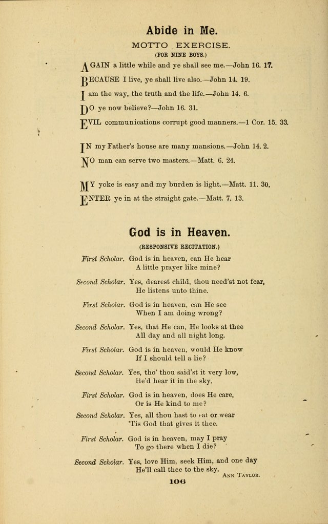 Melodies for Little People: containing also one hundred recitations for Sunday-schools, anniversary occasions, concerts, entertainments, and sociables, with songs adapted... page 106