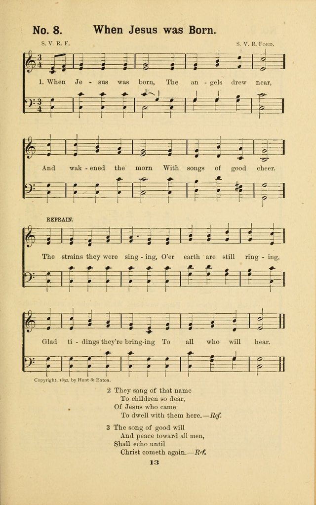 Melodies for Little People: containing also one hundred recitations for Sunday-schools, anniversary occasions, concerts, entertainments, and sociables, with songs adapted... page 13