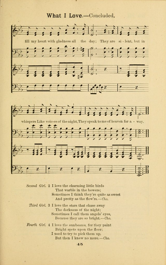 Melodies for Little People: containing also one hundred recitations for Sunday-schools, anniversary occasions, concerts, entertainments, and sociables, with songs adapted... page 45