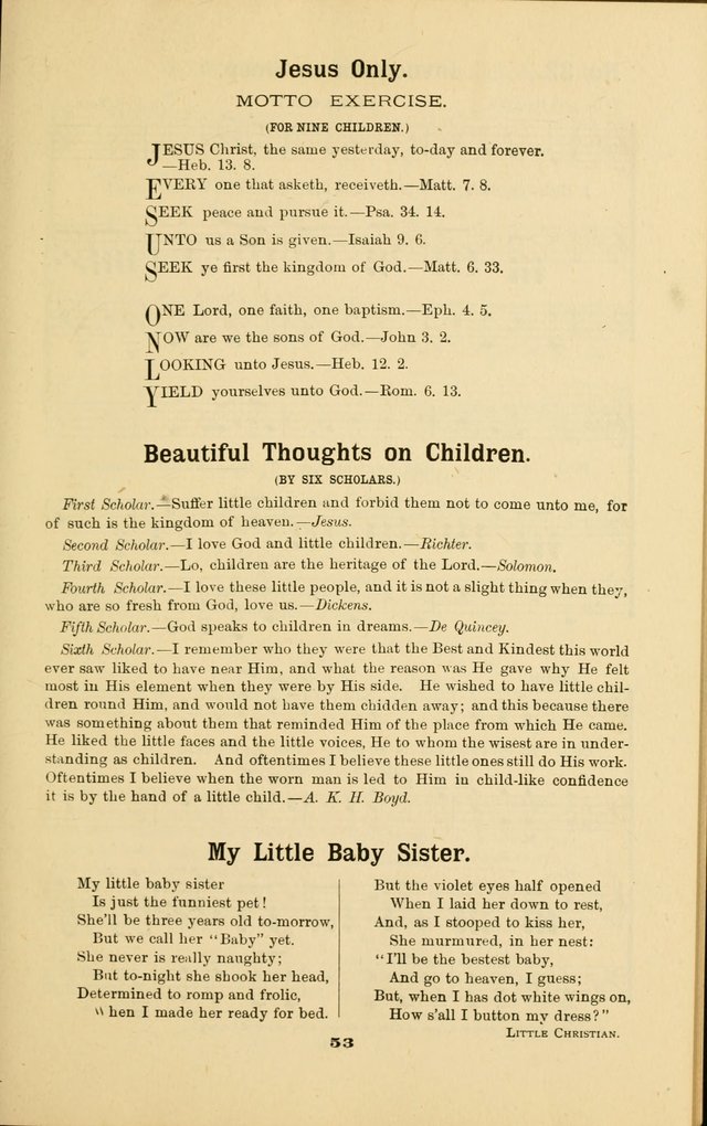 Melodies for Little People: containing also one hundred recitations for Sunday-schools, anniversary occasions, concerts, entertainments, and sociables, with songs adapted... page 53