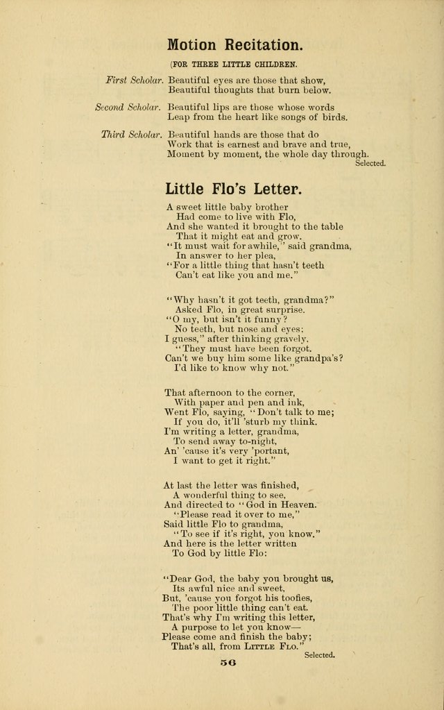 Melodies for Little People: containing also one hundred recitations for Sunday-schools, anniversary occasions, concerts, entertainments, and sociables, with songs adapted... page 56