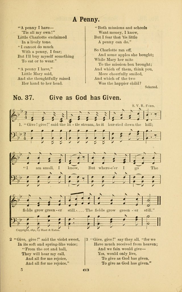 Melodies for Little People: containing also one hundred recitations for Sunday-schools, anniversary occasions, concerts, entertainments, and sociables, with songs adapted... page 63