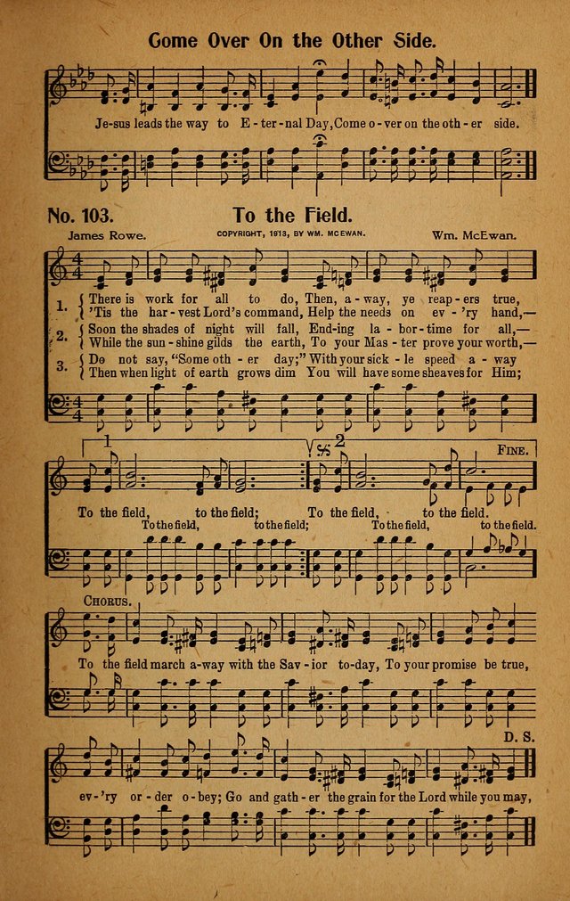 Make Christ King. Combined: a selection of high class gospel hymns for use in general worship and special evangelistic meetings page 104