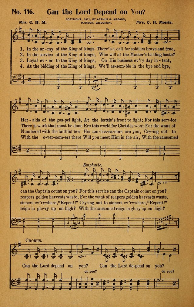 Make Christ King. Combined: a selection of high class gospel hymns for use in general worship and special evangelistic meetings page 117