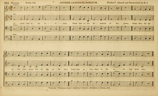 The Mozart Collection of Sacred Music: containing melodies, chorals, anthems and chants, harmonized in four parts; together with the celebrated Christus and Miserere by ZIngarelli page 284