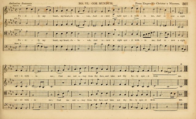 The Mozart Collection of Sacred Music: containing melodies, chorals, anthems and chants, harmonized in four parts; together with the celebrated Christus and Miserere by ZIngarelli page 307