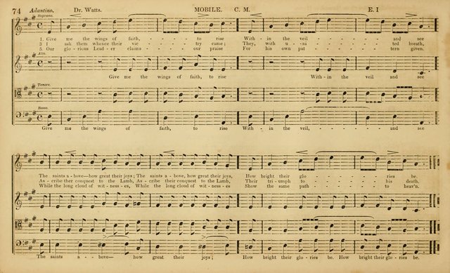 The Mozart Collection of Sacred Music: containing melodies, chorals, anthems and chants, harmonized in four parts; together with the celebrated Christus and Miserere by ZIngarelli page 74