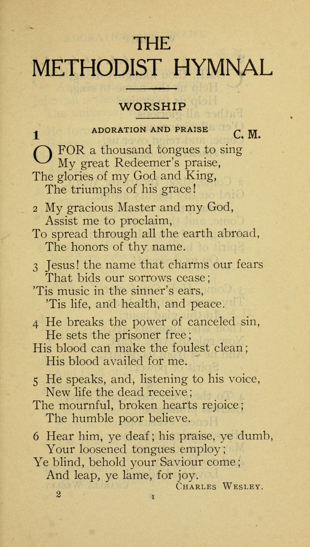 The Methodist Hymnal (Text only edition) page 1