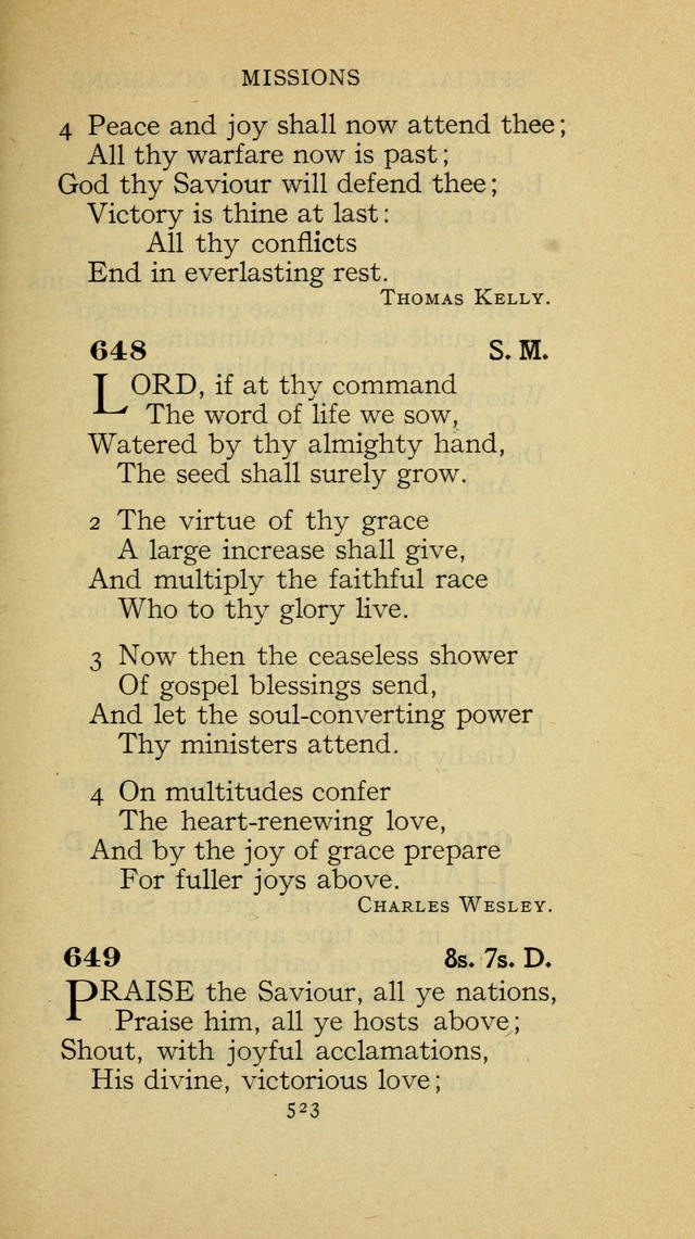 The Methodist Hymnal (Text only edition) page 523