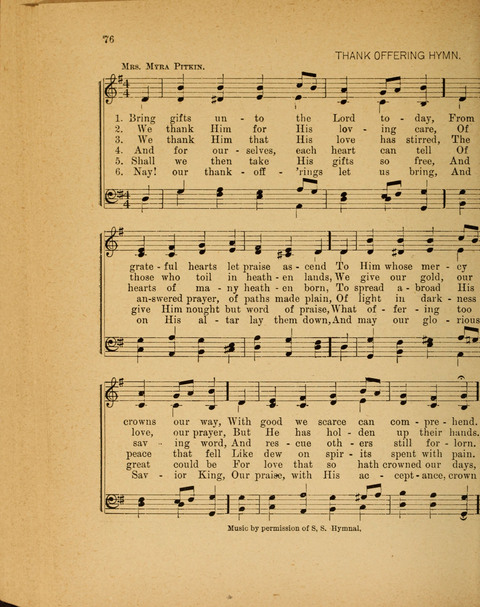 Missionary Hymnal: for the use of junior and juvenile missionary socieites page 76