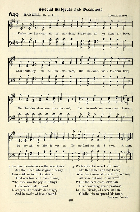 The Methodist Hymnal: Official hymnal of the methodist episcopal church and the methodist episcopal church, south page 462