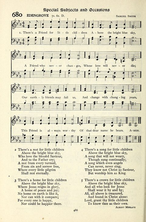 The Methodist Hymnal: Official hymnal of the methodist episcopal church and the methodist episcopal church, south page 486