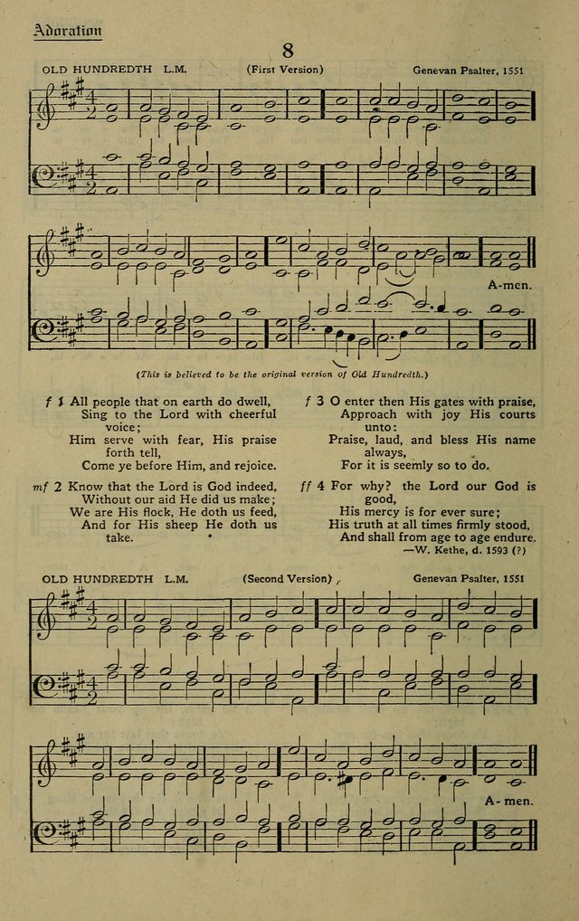 Methodist Hymn and Tune Book: official hymn book of the Methodist Church page 8