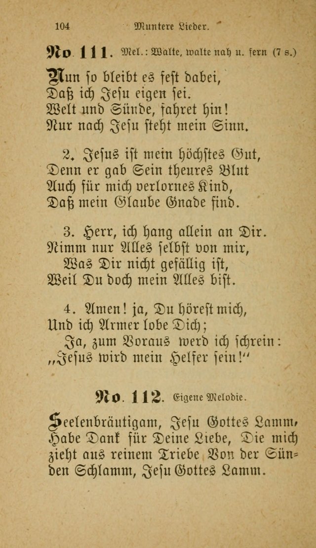 Muntere Lieder: Eine Sammlung der beliebtesten und brauchbarsten Gesänge für Sonntagsschulen und andere christlichen Versammlungen. 3. Aufl. page 109