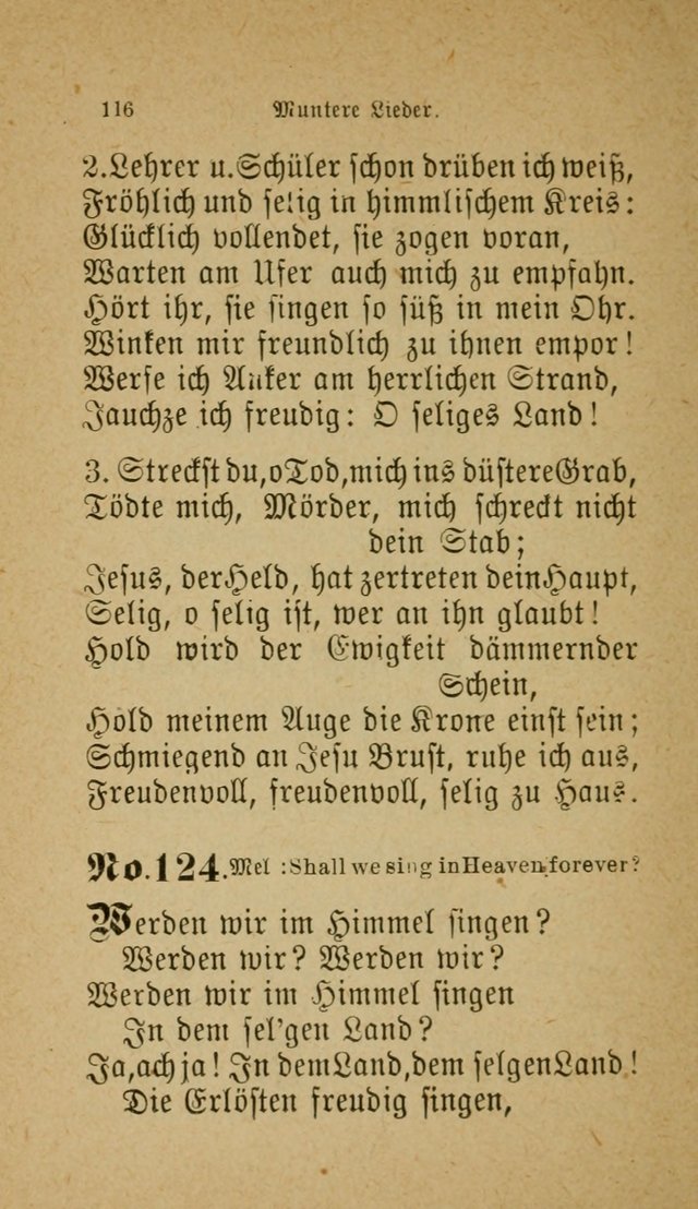 Muntere Lieder: Eine Sammlung der beliebtesten und brauchbarsten Gesänge für Sonntagsschulen und andere christlichen Versammlungen. 3. Aufl. page 121