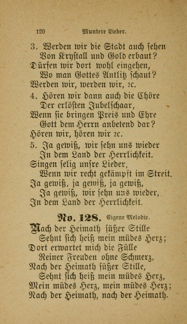 Muntere Lieder: Eine Sammlung der beliebtesten und brauchbarsten Gesänge für Sonntagsschulen und andere christlichen Versammlungen. 3. Aufl. page 125