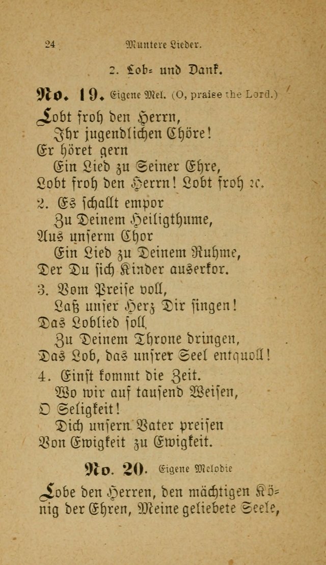 Muntere Lieder: Eine Sammlung der beliebtesten und brauchbarsten Gesänge für Sonntagsschulen und andere christlichen Versammlungen. 3. Aufl. page 29