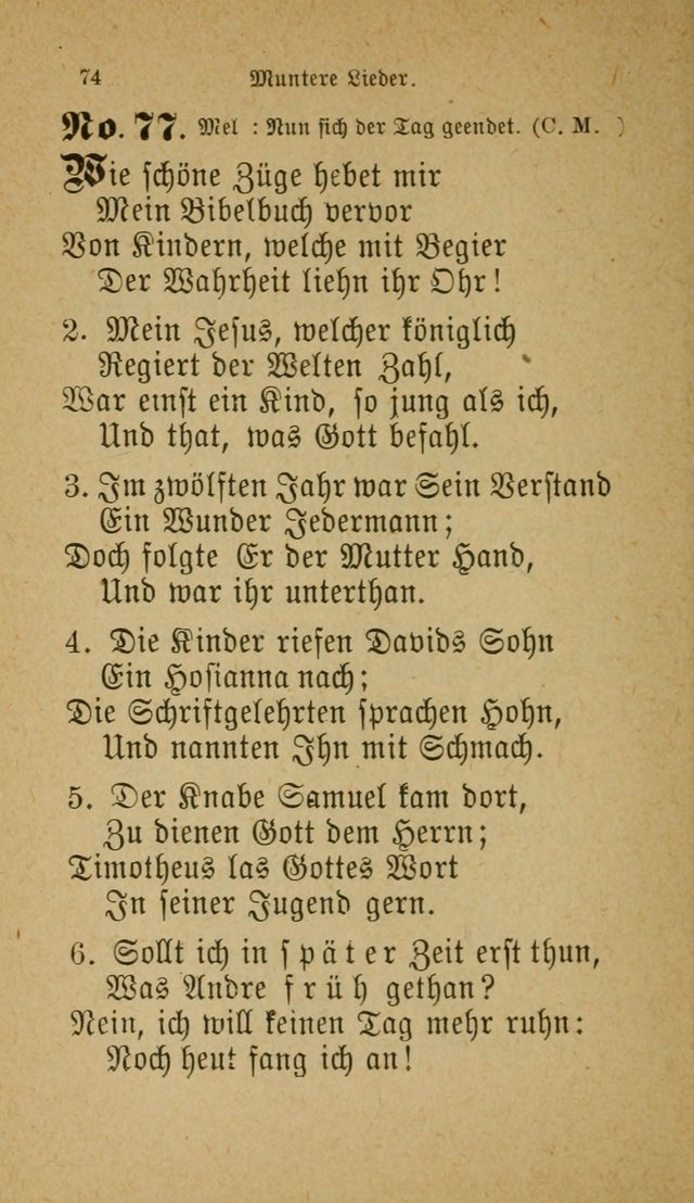 Muntere Lieder: Eine Sammlung der beliebtesten und brauchbarsten Gesänge für Sonntagsschulen und andere christlichen Versammlungen. 3. Aufl. page 79