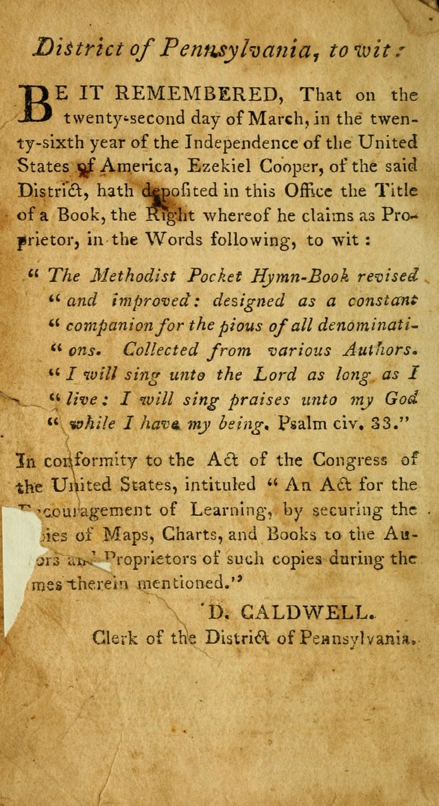 The Methodist pocket hymn-book, revised and improved: designed as a constant companion for the pious, of all denominations ; collected from various authors page 5