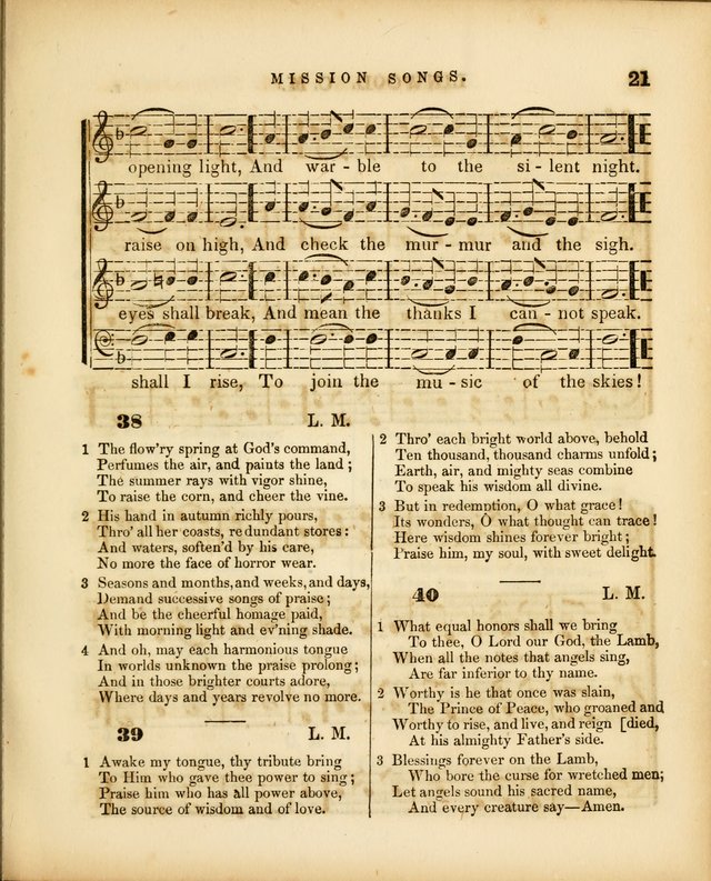 Mission Songs: a collection of hymns and music, designed for Sabbath schools page 21