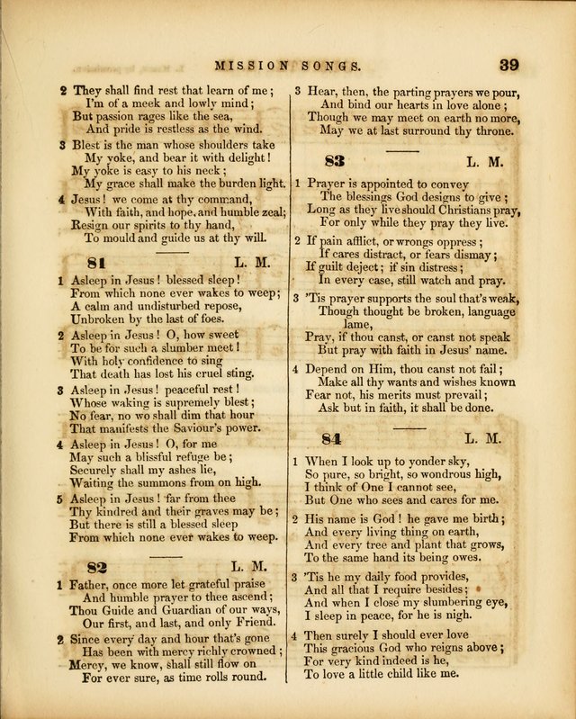 Mission Songs: a collection of hymns and music, designed for Sabbath schools page 39