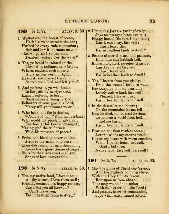 Mission Songs: a collection of hymns and music, designed for Sabbath schools page 75