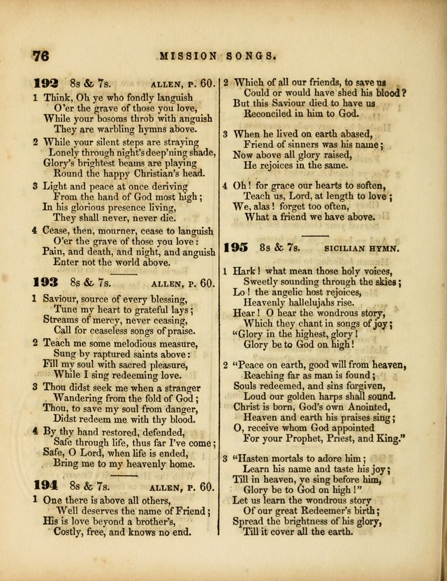 Mission Songs: a collection of hymns and music, designed for Sabbath schools page 76