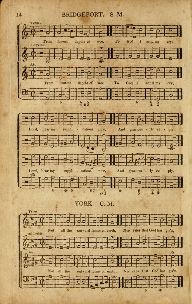 Musica Sacra: or, Springfield and Utica Collections United: consisting of Psalm and hymn tunes, anthems, and chants (2nd revised ed.) page 14