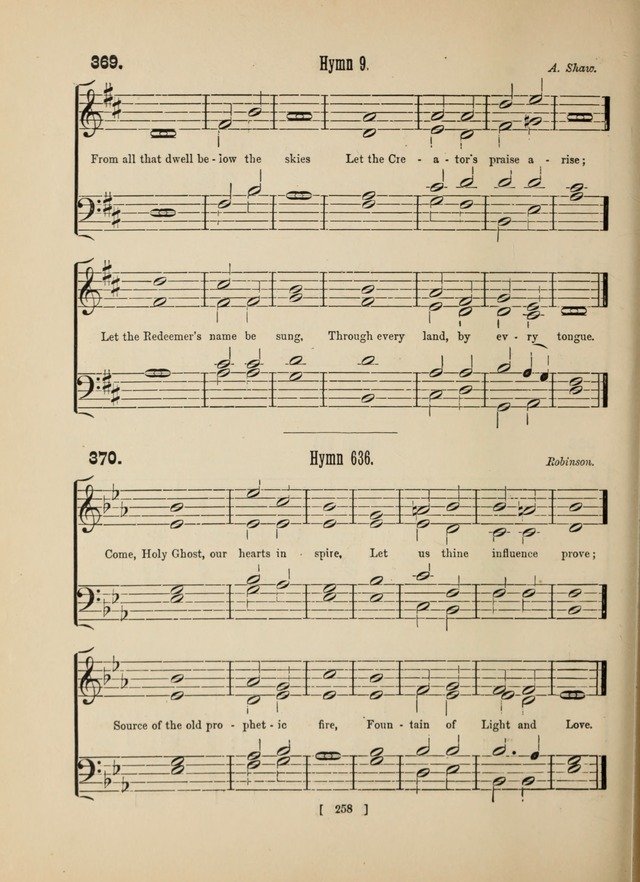 Methodist Tune Book: a collection of tunes adapted to the Methodist Hymn book page 258