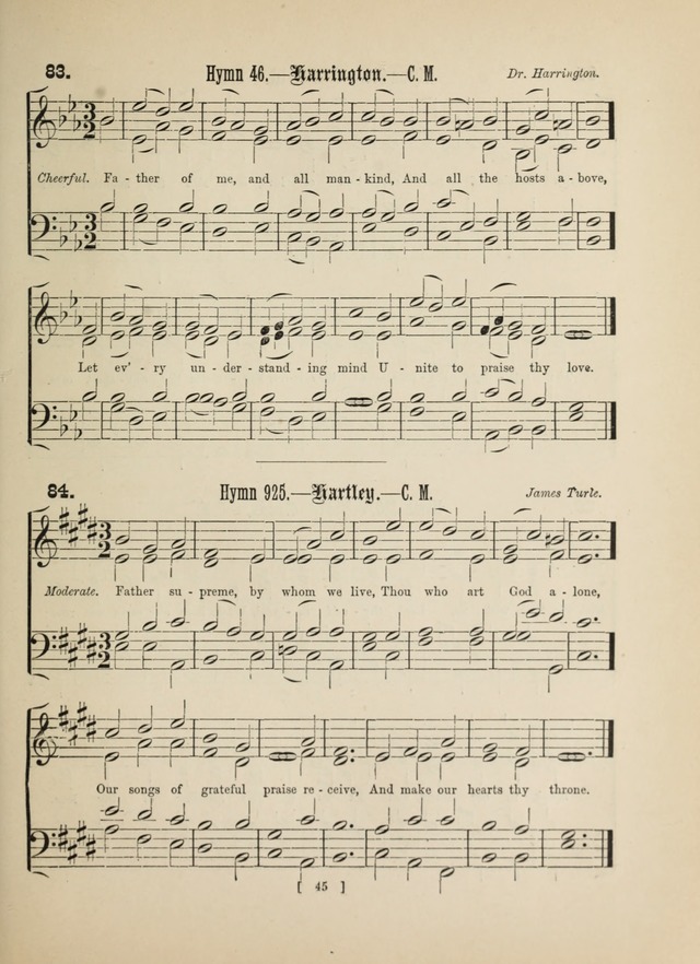 Methodist Tune Book: a collection of tunes adapted to the Methodist Hymn book page 45