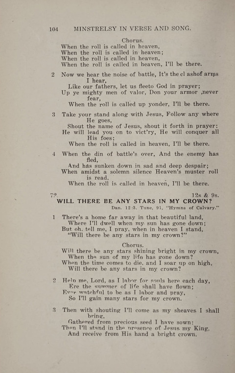 Minstrelsy In Verse and Song: Being a collection of Original Psalms, Hymns and Poems for the Home, covering a period of more than fifty years in their production page 104