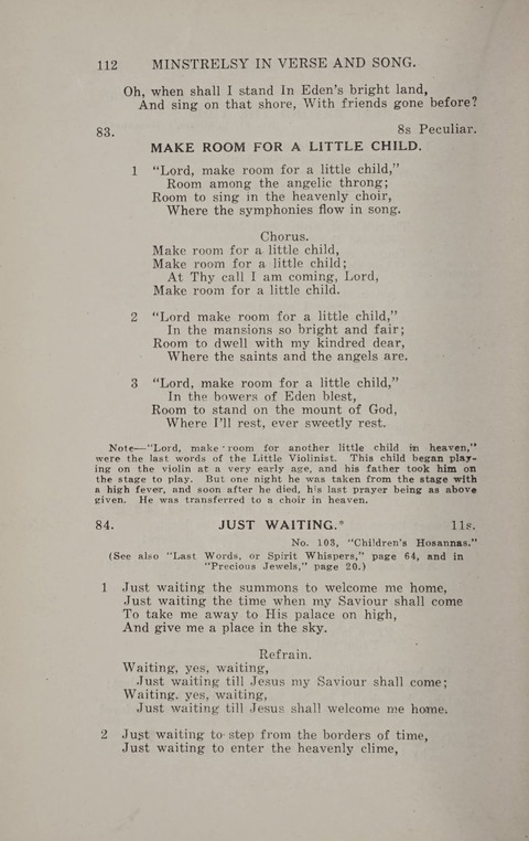 Minstrelsy In Verse and Song: Being a collection of Original Psalms, Hymns and Poems for the Home, covering a period of more than fifty years in their production page 112