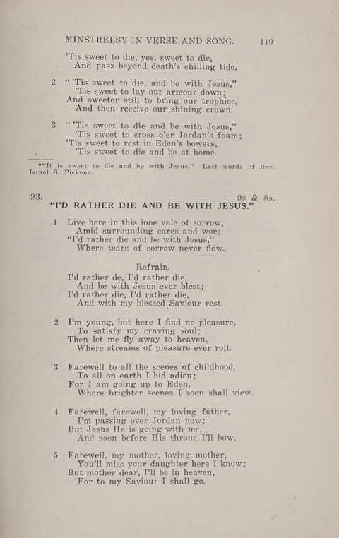 Minstrelsy In Verse and Song: Being a collection of Original Psalms, Hymns and Poems for the Home, covering a period of more than fifty years in their production page 119