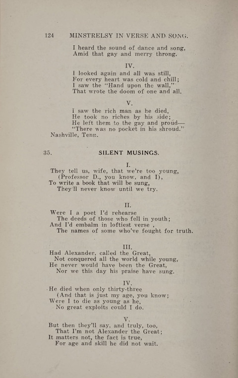 Minstrelsy In Verse and Song: Being a collection of Original Psalms, Hymns and Poems for the Home, covering a period of more than fifty years in their production page 124