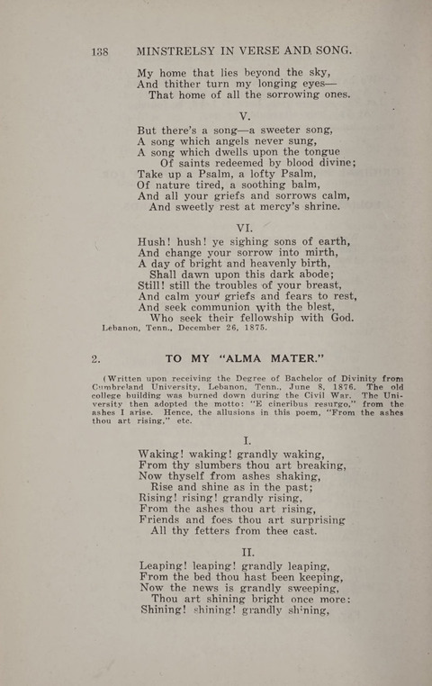 Minstrelsy In Verse and Song: Being a collection of Original Psalms, Hymns and Poems for the Home, covering a period of more than fifty years in their production page 138