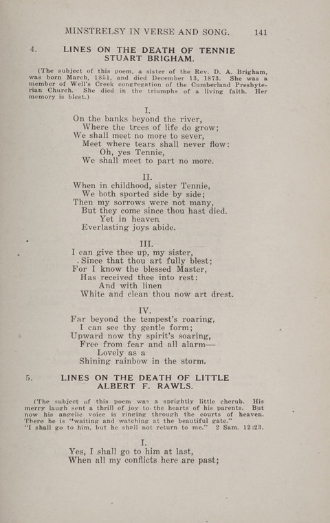 Minstrelsy In Verse and Song: Being a collection of Original Psalms, Hymns and Poems for the Home, covering a period of more than fifty years in their production page 141