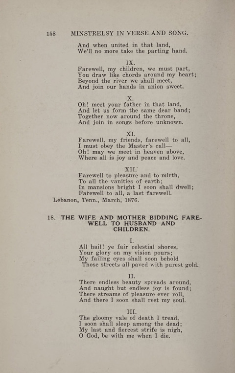 Minstrelsy In Verse and Song: Being a collection of Original Psalms, Hymns and Poems for the Home, covering a period of more than fifty years in their production page 158