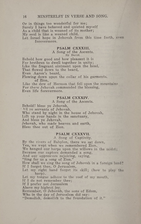 Minstrelsy In Verse and Song: Being a collection of Original Psalms, Hymns and Poems for the Home, covering a period of more than fifty years in their production page 16