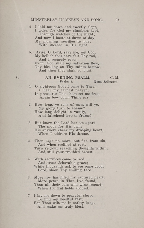 Minstrelsy In Verse and Song: Being a collection of Original Psalms, Hymns and Poems for the Home, covering a period of more than fifty years in their production page 21