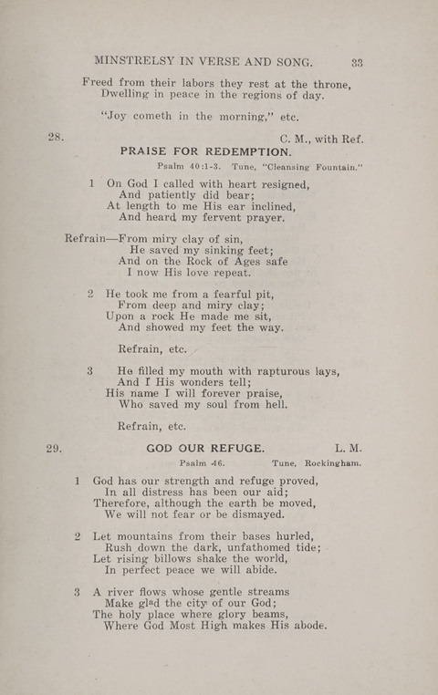 Minstrelsy In Verse and Song: Being a collection of Original Psalms, Hymns and Poems for the Home, covering a period of more than fifty years in their production page 33