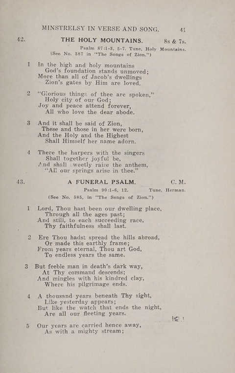 Minstrelsy In Verse and Song: Being a collection of Original Psalms, Hymns and Poems for the Home, covering a period of more than fifty years in their production page 41