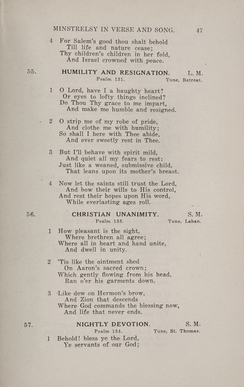 Minstrelsy In Verse and Song: Being a collection of Original Psalms, Hymns and Poems for the Home, covering a period of more than fifty years in their production page 47