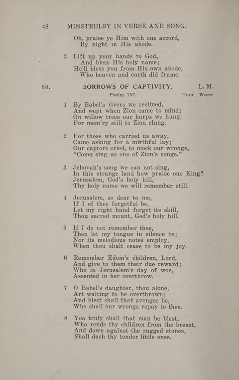 Minstrelsy In Verse and Song: Being a collection of Original Psalms, Hymns and Poems for the Home, covering a period of more than fifty years in their production page 48