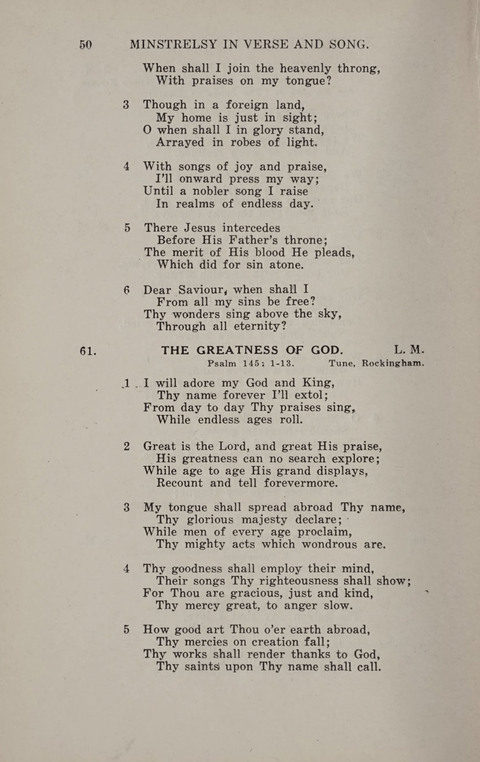 Minstrelsy In Verse and Song: Being a collection of Original Psalms, Hymns and Poems for the Home, covering a period of more than fifty years in their production page 50